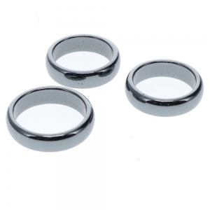 RING - Hematite Round Dome Non-Magnetic Size 6-10 (Pack of 50)