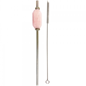 40% OFF - STAINLESS STEEL STRAW (WITH BRUSH) - ROSE QUARTZ