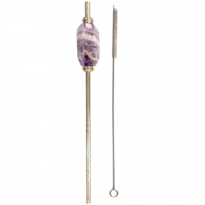 STAINLESS STEEL STRAW (WITH BRUSH) - CHEVRON AMETHYST