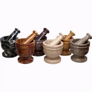 MORTAR AND PESTLE - Marble Assorted Colours 10cm