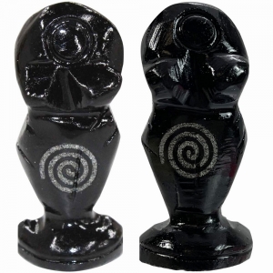 CARVING - ONYX BLACK GODDESS WITH SPIRAL 3.7-4.3cm