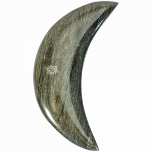 40% OFF - CARVING - MOON CRESCENT GOLD SHEEN OBSIDIAN 15cm