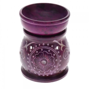 SOAPSTONE OIL BURNER - Flower Purple 6x9cm