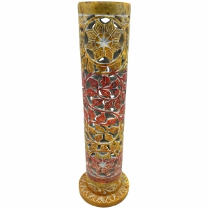 Soapstone Incense Tower Floral 27cm