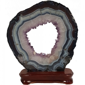 40% OFF - Agate Slice with Amethyst Stand 1.96kg