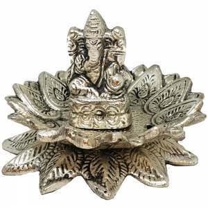 ALUMINIUM INCENSE BURNER - Ganesh Lotus 6.5cm