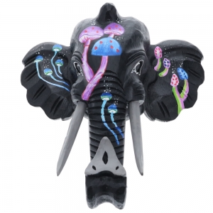 CLEARANCE - WALL DECOR - Elephant Mushrrom Painted Head 30cm x 12cm x 30cm