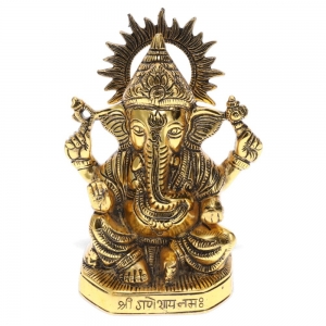 STATUE - Ganesh Gold 13cm x 19.5cm