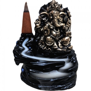 BACKFLOW INCENSE BURNER - Ganesh Gold 10.5x9.5cm