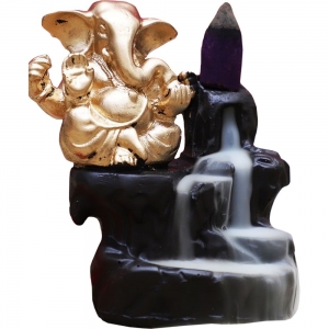 BACKFLOW INCENSE BURNER - Ganesh Gold 9.5x8cm