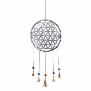 CLEARANCE - BELLS - Flower of Life Silver Finish 25cm x 70cm