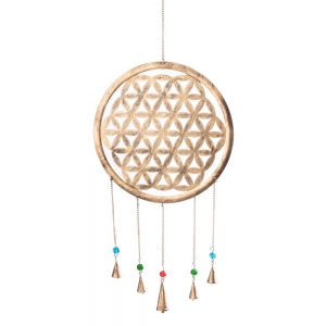CLEARANCE - BELLS - Flower of Life Brass Finish 33x80cm