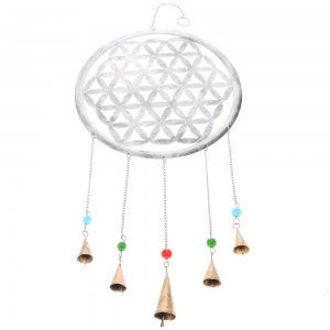 CLEARANCE - BELLS - Flower of Life Silver Finish 33x80cm