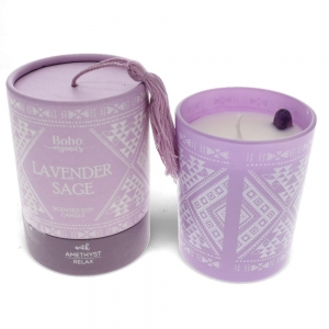 40% OFF - BOHO 40% OFF - CANDLE - Lavender Sage with Amethyst Tumble 200gms