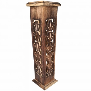 BOX INCENSE TOWER - Square Carved 30cm