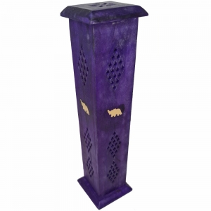 BOX INCENSE TOWER - Elephant Inlay Purple 30cm