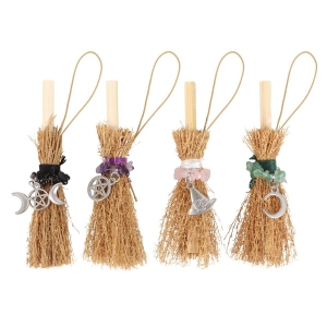 Set Of 12 Lucky Crystal Broomstick Car Charms Top Up  (3 Of Each)