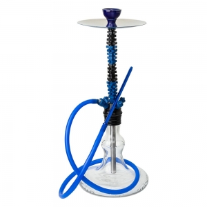 CLOSE OUT - HOOKAH PIPE - Transparent Base with Blue Black Pipe 60cm