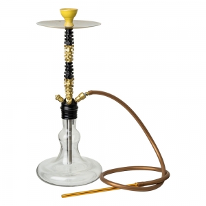 CLOSE OUT - HOOKAH PIPE - Transparent Base with Golden Black Pipe 60cm