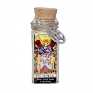 CANDLE - The Lovers Tarot 100gms with herbs and crystals