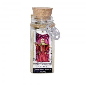 CANDLE - Justice Tarot 100gms with herbs and crystals