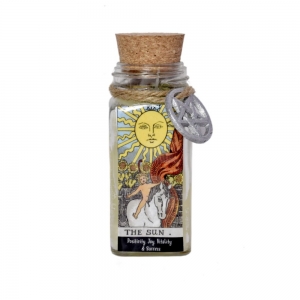 CANDLE - The Sun Tarot 100gms with herbs and crystals