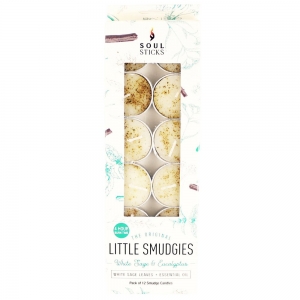 LITTLE SMUDGIES - White Sage & Eucalyptus Soy T-Light Candle (12pk)