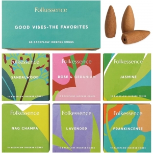 Folkessence Backflow Incense Cones Gift Pack - Good Vibes 60 Cones