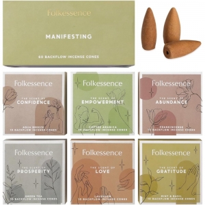 Folkessence Backflow Incense Cones Gift Pack - Manifesting 60 Cones