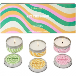 Folkessence Travel Tin Candle - Set the Mood Pack of 3, 80gms