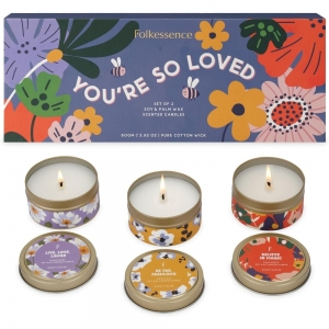 Folkessence Travel Tin Candle - You're So Loved Pack of 3, 80gms