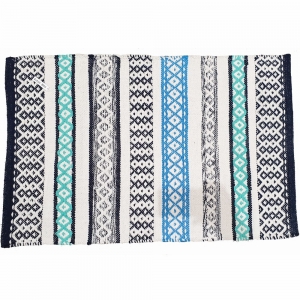 CLEARANCE - COTTON RUG - Recycled Black Blue 50cm x 80cm