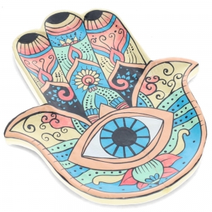 CLEARANCE - WOODEN PLATE - Hamsa Hand Painted 29cm x 24cm x 3cm