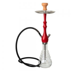 CLOSE OUT - HOOKAH PIPE - Transparent Base with Red Pipe 72cm