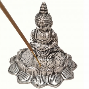 ALUMINIUM INCENSE BURNER - Buddha Lotus 9cm