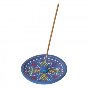 CLAY INCENSE HOLDER - Blue Paint 13cm
