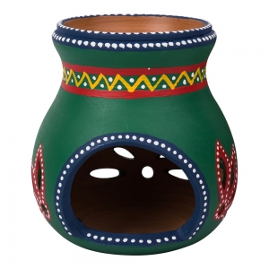 Clay Crafted Oil Burner Green 12cm