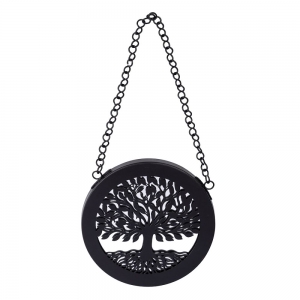CLEARANCE - MIRROR - Tree of Life Wall Hanging Black Finish 18cm