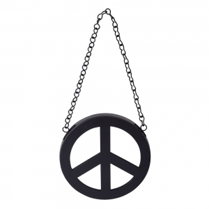 CLEARANCE - MIRROR - Peace Wall Hanging Black Finish 18cm
