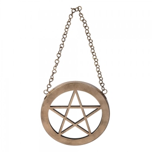 CLEARANCE - MIRROR - Pentacle Wall Hanging Brass Finish 18cm