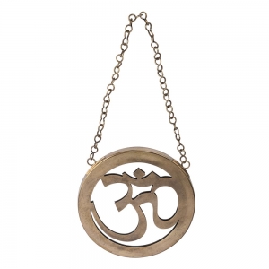 CLEARANCE - MIRROR - Om Wall Hanging Brass Finish 18cm