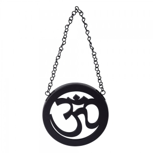 CLEARANCE - MIRROR - Om Wall Hanging Black Finish 18cm