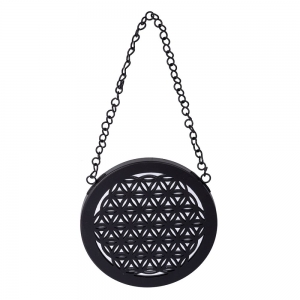 CLEARANCE - MIRROR - Flower of Life Wall Hanging Black Finish 18cm