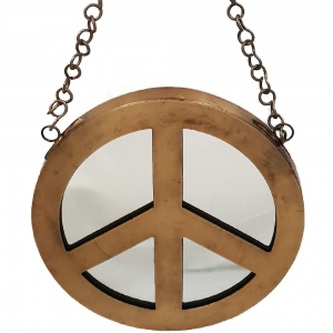 CLEARANCE - MIRROR - Peace Wall Hanging Brass Finish 18cm