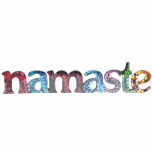 CLEARANCE - WALL HANGING - Namaste Wooden Mosaic 70cm x 15cm