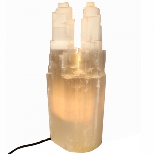 SELENITE - TWIN LAMP 40cm (No Cord, No Bulb)