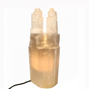 SELENITE - TWIN LAMP 30cm (No Cord, No Bulb)