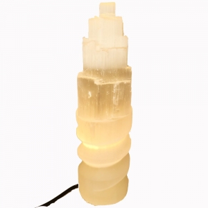 SELENITE - SPIRAL LAMP 40cm (No Cord, No Bulb)