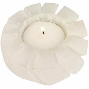 SELENITE - Candle Holder Flower Cut 5cm