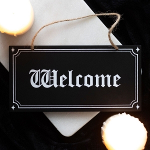 Gothic Welcome Hanging Mdf Sign